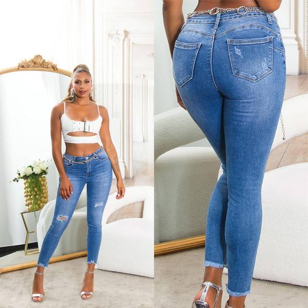Koucla Sexy Highwaist Push Up Skinny Jeans Used Look Heißer Verkauf
