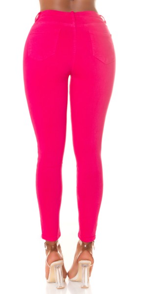Koucla Sexy Highwaist Jeans "pink" mit Knopf-Details Neueste Mode