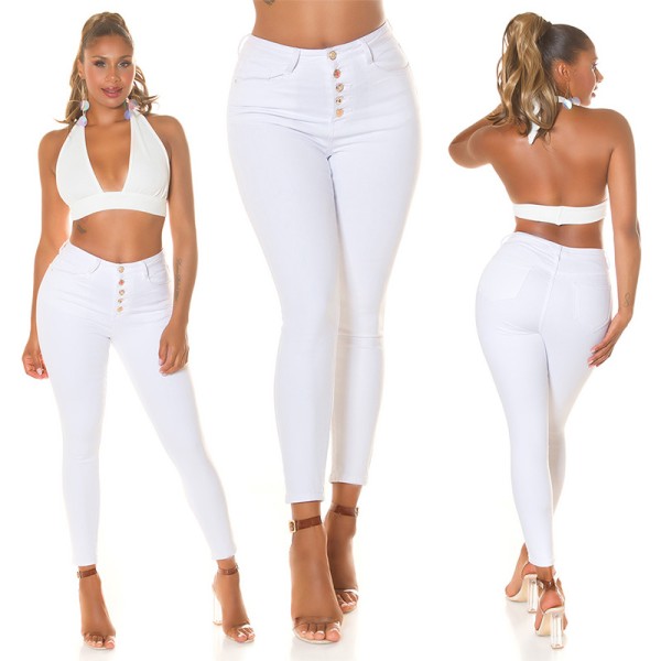 Koucla Sexy Musthave Highwaist Jeans mit Knopf-Details Exklusive Angebote