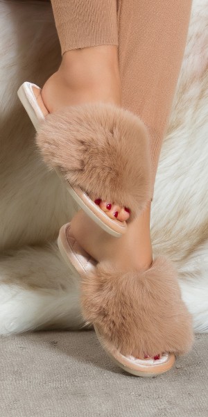 Koucla Sexy Pantolette mit Kunstfell Große Rabatte