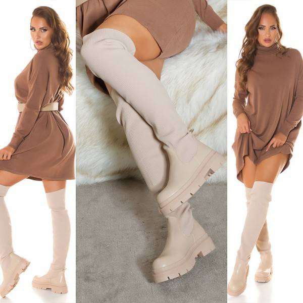 Koucla Trendy Musthave flache Overknee Stiefel gerippt Saisonale Angebote