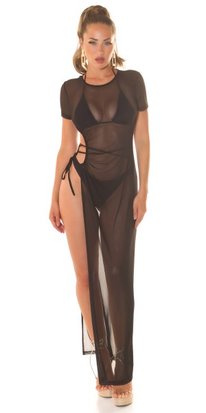 Koucla Sexy Koucla Kurzarm Mesh Cover-Up mit XXL Schlitz Sonderangebot der Fabrik