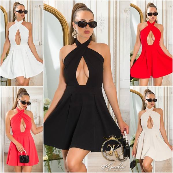 Koucla Sexy KouCla Neckholder Minikleid Glockenrock Heißer Verkauf