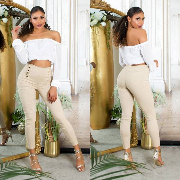 Koucla Sexy Highwaist Hose mit Deko Knöpfen 50% Rabatt für begrenzte Zeit