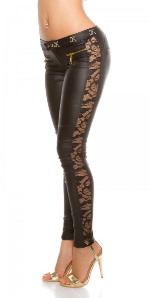 Koucla Sexy KouCla Lederlook Hose mit Spitze Cyber Monday