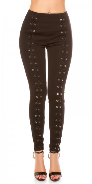 Koucla Sexy KouCla highwaist Treggings mit Schnürung Clearance-Verkauf
