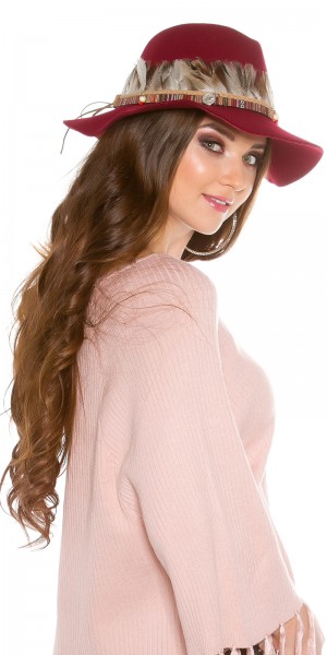 Koucla Trendy Fedora Hut mit Dekofedern & Dekoelementen Kostenloser Versand