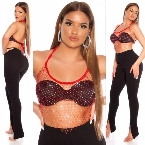 Koucla Sexy Koucla Netz Top mit Glitzersteinchen Vatertagsangebot
