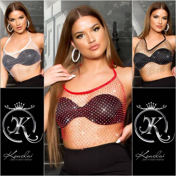 Koucla Sexy Koucla Netz Top mit Glitzersteinchen Vatertagsangebot