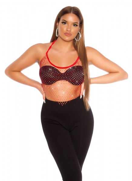 Koucla Sexy Koucla Netz Top mit Glitzersteinchen Vatertagsangebot
