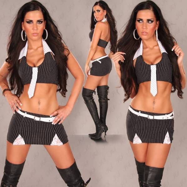 Koucla Sexy Gogo-Set: Top u. Krawatte +Minirock m. Gürtel JETZT KAUFEN
