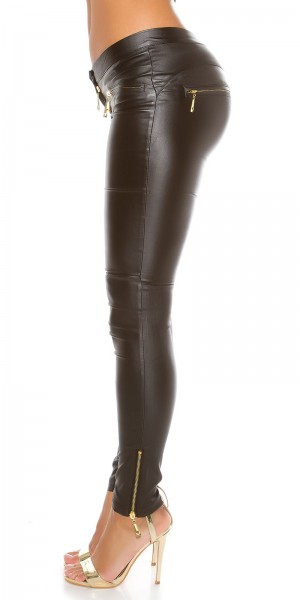 Koucla Sexy KouCla Lederlook Hose mit Zips Kostenloser Versand international