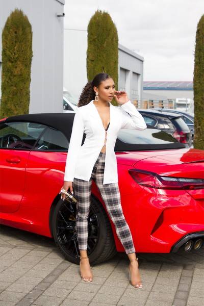 Koucla Sexy Highwaist Hose mit Karomuster und Taschen 2025