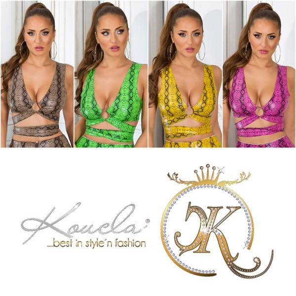 Koucla Sexy Koucla Kunstleder Crop top mit Snake Print Outlet
