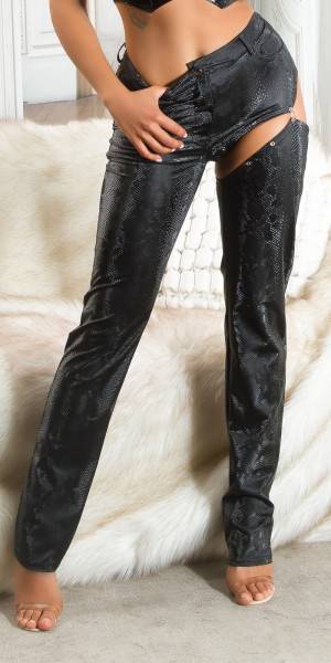 Koucla Sexy Koucla Wetlook Hose mit Snake Print & Cut Out Letzte 2 Tage