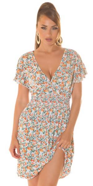 Koucla Sexy Kurzarm Sommerkleid mit V-Neck & Blumenprint im Angebot