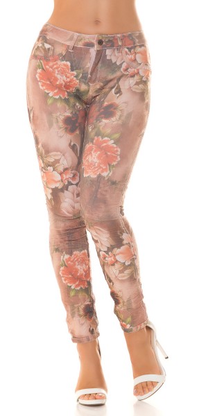 Koucla Sexy 2in1 Skinny Jeans mit Blumenprint Günstiger Verkauf