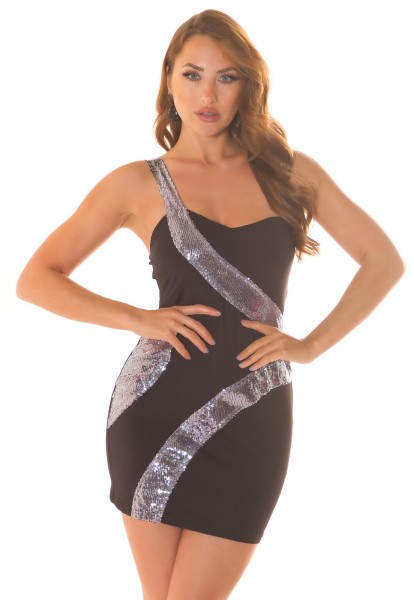 Koucla Sexy one-shoulder Party-Mini-Kleid mit Pailletten Fabrikverkauf