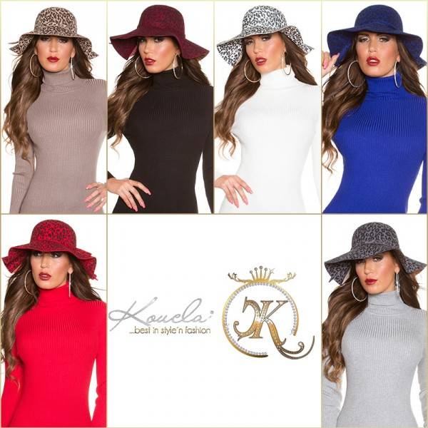 Koucla Trendy Floppy Leo Filz Hut mit Zierband Begrenztes Angebot