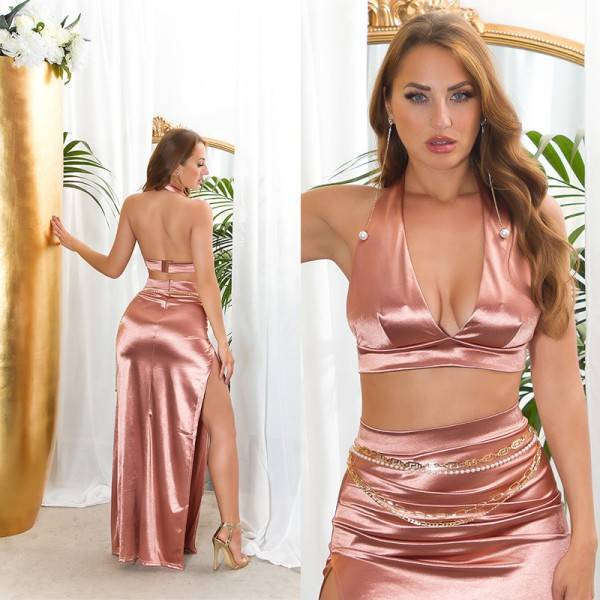 Koucla Sexy Koucla Neckholder Crop Top im Satin Look Black Friday Preise