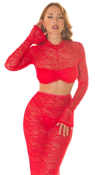 Koucla Sexy Koucla cropped Langarmshirt aus Spitze Speichern exportieren