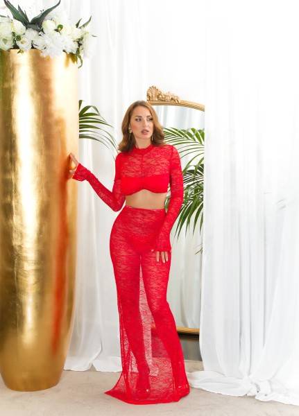 Koucla Sexy Koucla cropped Langarmshirt aus Spitze Speichern exportieren
