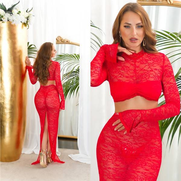 Koucla Sexy Koucla cropped Langarmshirt aus Spitze Speichern exportieren