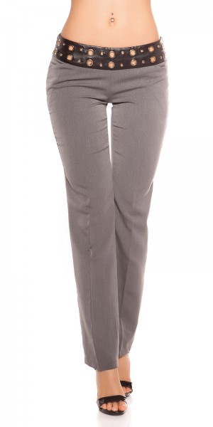 Koucla Sexy KouCla Stoffhose mit Nieten und Lederlook Sonderangebot