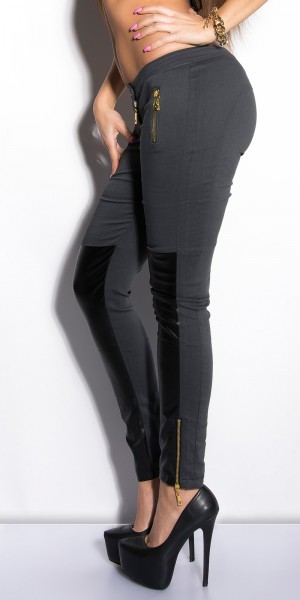 Koucla Sexy KouCla Skinny-Hose mit Zips und Lederlook Rabatt
