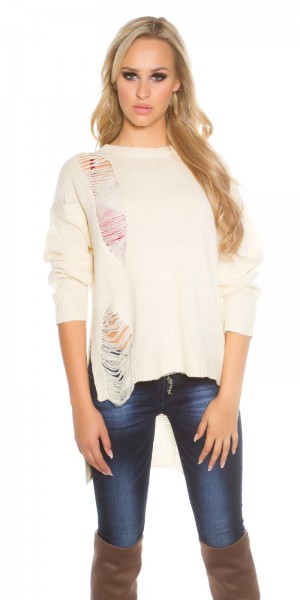 Koucla Sexy Koucla-High/Low-Strickpullover mit Risse Rabatt