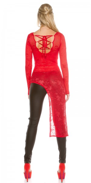 Koucla Sexy Koucla-Spitzenlangarmshirt mit Schnürung Flash Sale