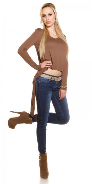 Koucla Sexy KouCla 2Way HighLow Langarm Crop Shirt Online Shopping