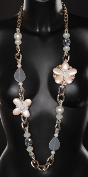 Koucla Trendy Halskette mit Perlen und Blumen Neueste Mode