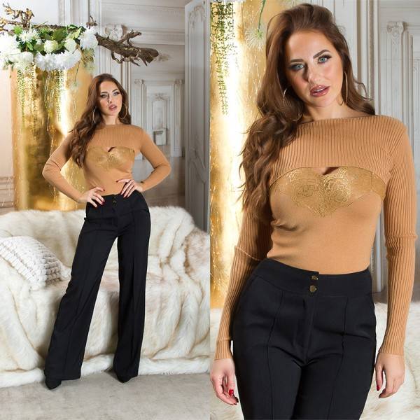 Koucla Sexy 2Piece Strick-Set / Top + Crop Pulli Bis zu 65% Rabatt