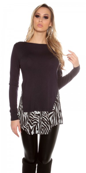Koucla Trendy Koucla 2in1 FeinstrickPulli mit AnimalPrint Saisonschlussverkauf