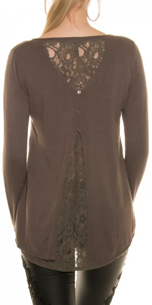 Koucla Sexy Koucla Pullover mit Spitze und Knöpfen Cyber Monday