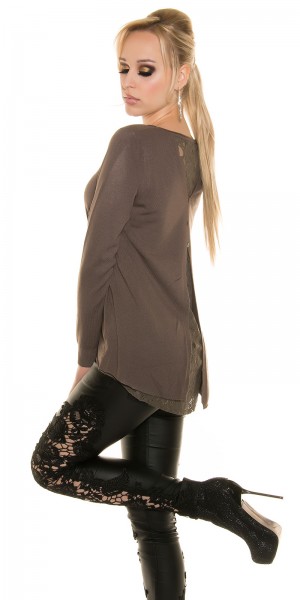 Koucla Sexy Koucla Pullover mit Spitze und Knöpfen Cyber Monday
