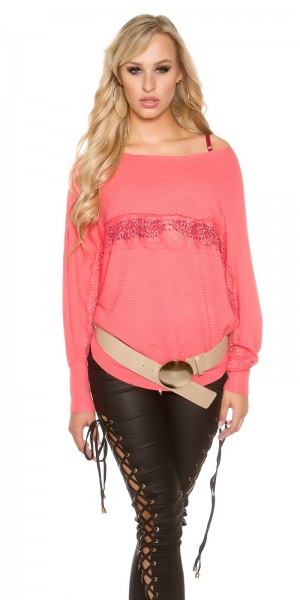 Koucla Trendy Koucla Fledermausärmelpullover mit Spitze Osterangebot