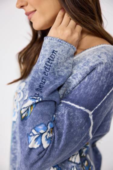 Lieblingsstück Pullover Insideout-Blumenprint Lagerräumung