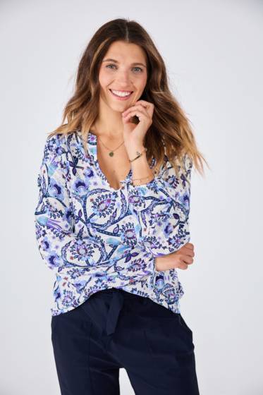 Lieblingsstück Print Bluse mit Bindebändern am Arm Letzte 3 Tage
