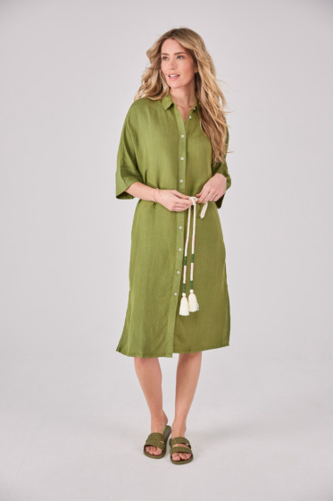 Lieblingsstück Leinenkleid mit Hemdkragen Sonderangebot der Fabrik