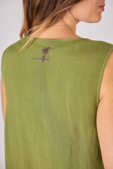 Lieblingsstück Ärmelloses Leinenkleid mit Falte 50% Rabatt mit kostenlosem Versand