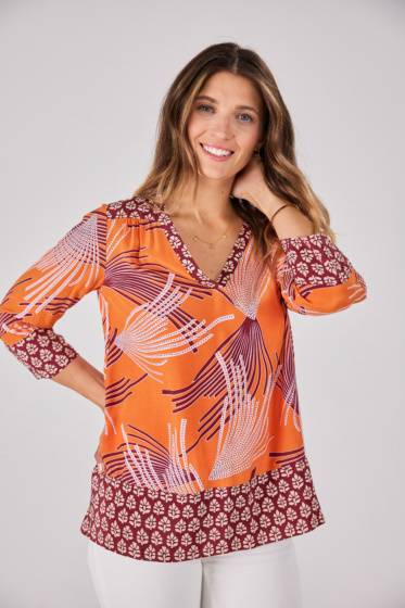 Lieblingsstück 3/4 Arm-Bluse mit Bordüre Kostenloser Versand international