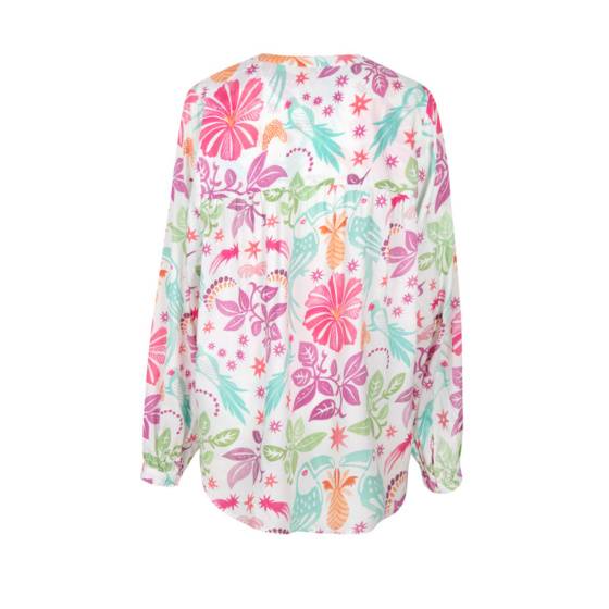 Lieblingsstück Bluse mit Puffärmel und Paradise Print Begrenzt auf 3 Tage