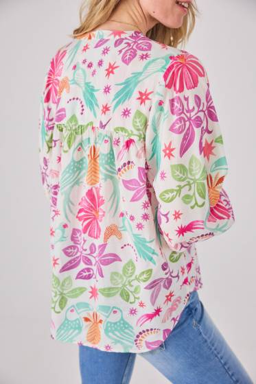 Lieblingsstück Bluse mit Puffärmel und Paradise Print Begrenzt auf 3 Tage