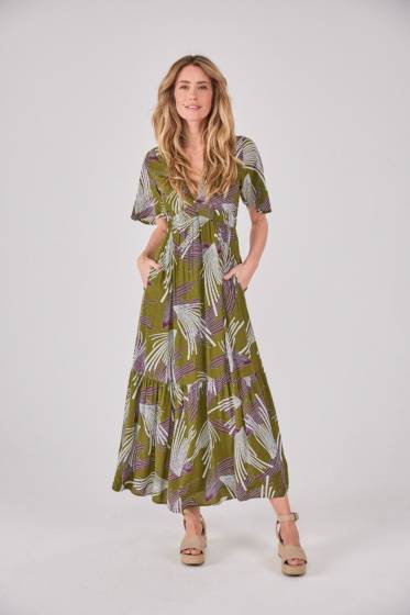 Lieblingsstück Maxikleid mit Gummizug und Print 50% Rabatt für begrenzte Zeit