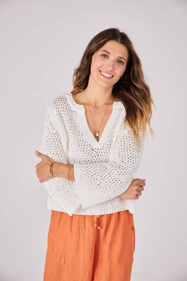 Lieblingsstück Lochstrick Pullover mit V-Ausschnitt Online