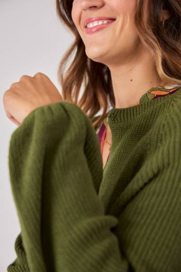 Lieblingsstück Strickjacke mit Puffarm und Rippenstruktur Outlet