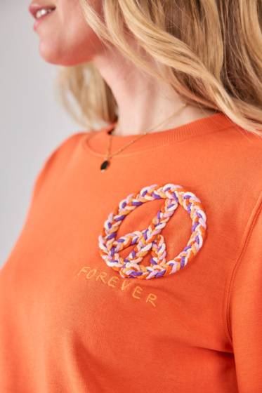 Lieblingsstück Sweatshirt mit Peace Stickerei Kostenloser Versand