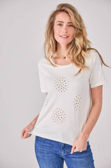Lieblingsstück T-Shirt mit Lochmuster und Stickerei Sonderangebot